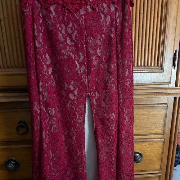 Sequin Hearts Red Lace Two-Piece Off-Shoulder Prom Dress - Picture 2 of 6